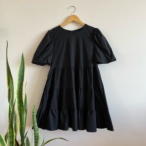 Dynamite Clothing Puff Sleeve Dress in Black - Size Medium